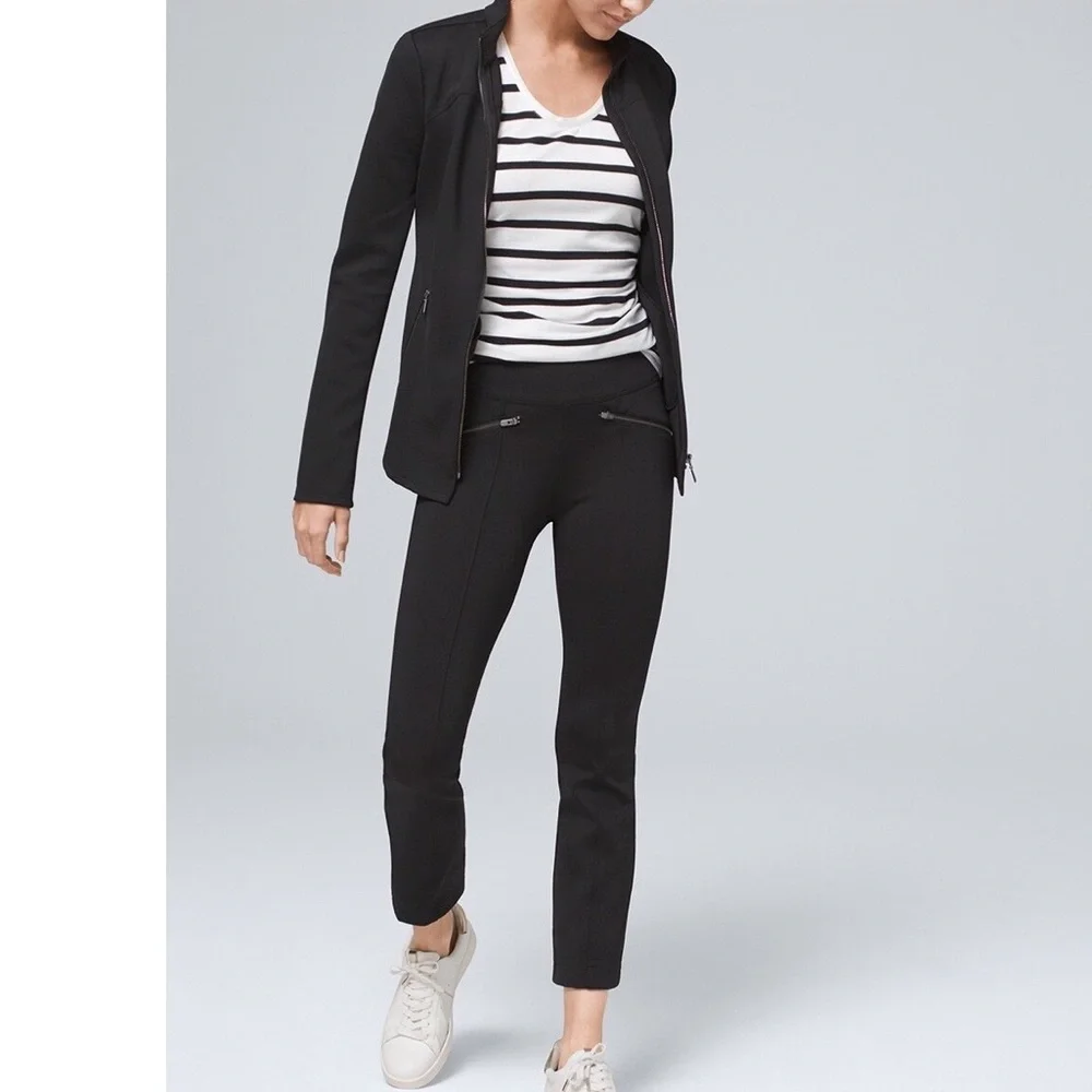 WHBM SCUBA KNIT BOOTCUT CROP PANTS